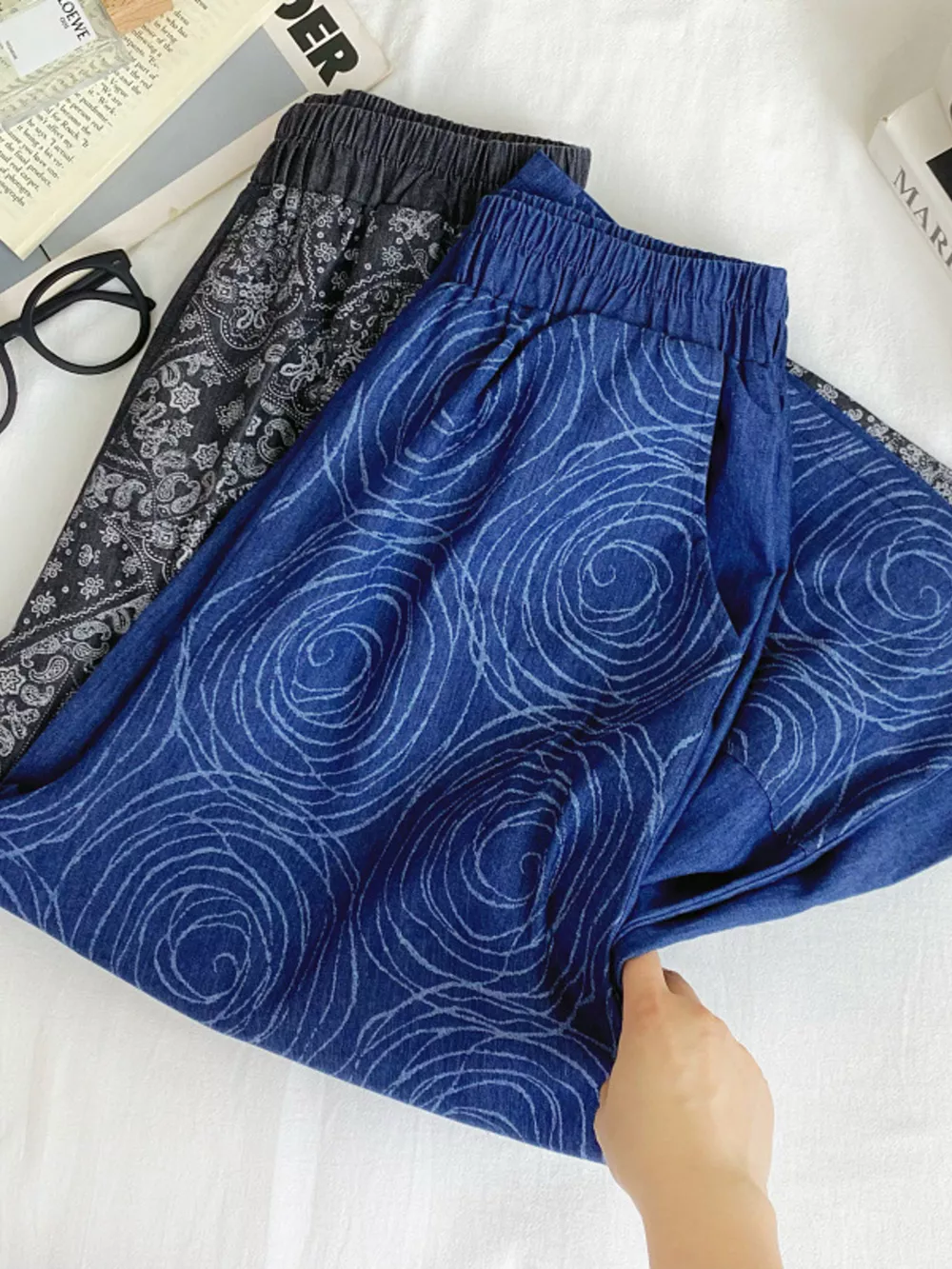 Elastic Waist Printed Jeans, image 7
