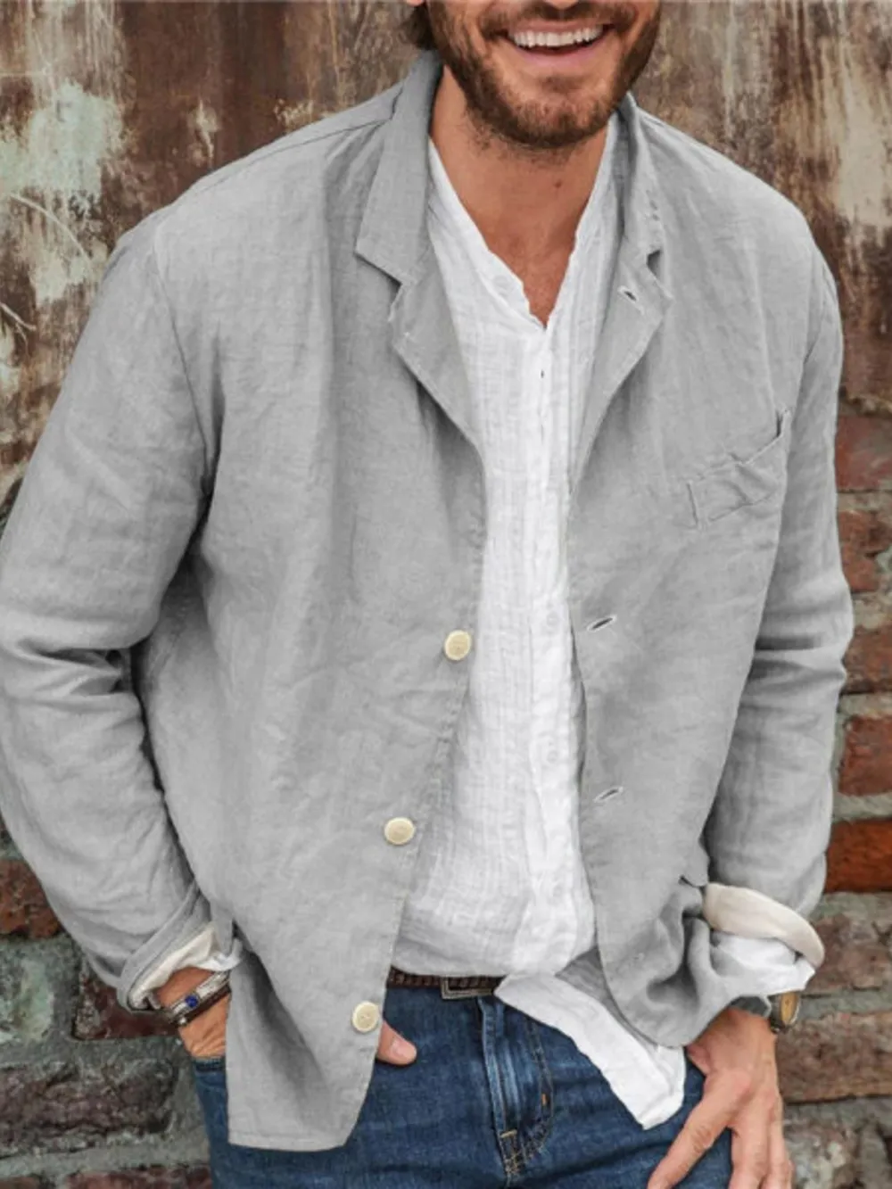 Men's Full Size Button Up Long Sleeve Shacket Plus Size, image 3