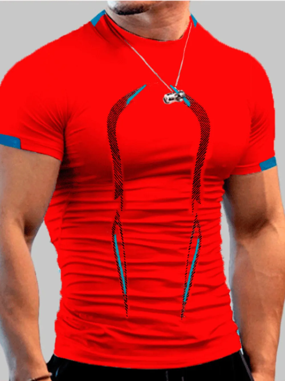 Men's Full Size Mock Neck Short Sleeve Active T-Shirt Plus Size, image 5