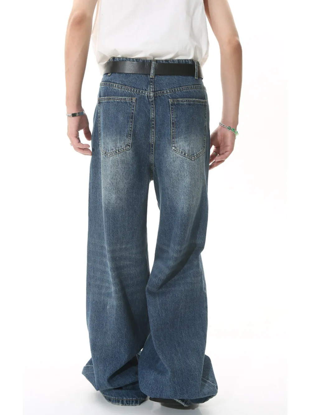 Men's Full Size Vintage Wash Wide Leg Jeans Plus Size, image 4