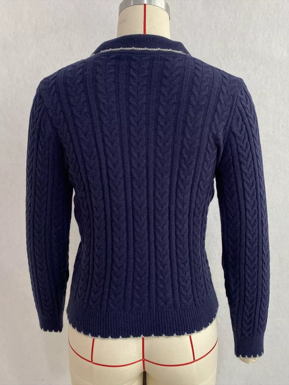 Cable Knit Polo Collar Button-Up Cardigan, image 25