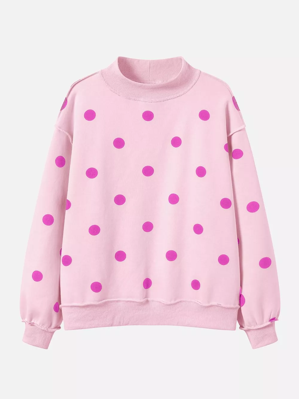 Polka Dot Mock Neck Oversized Sweatshirt, image 3