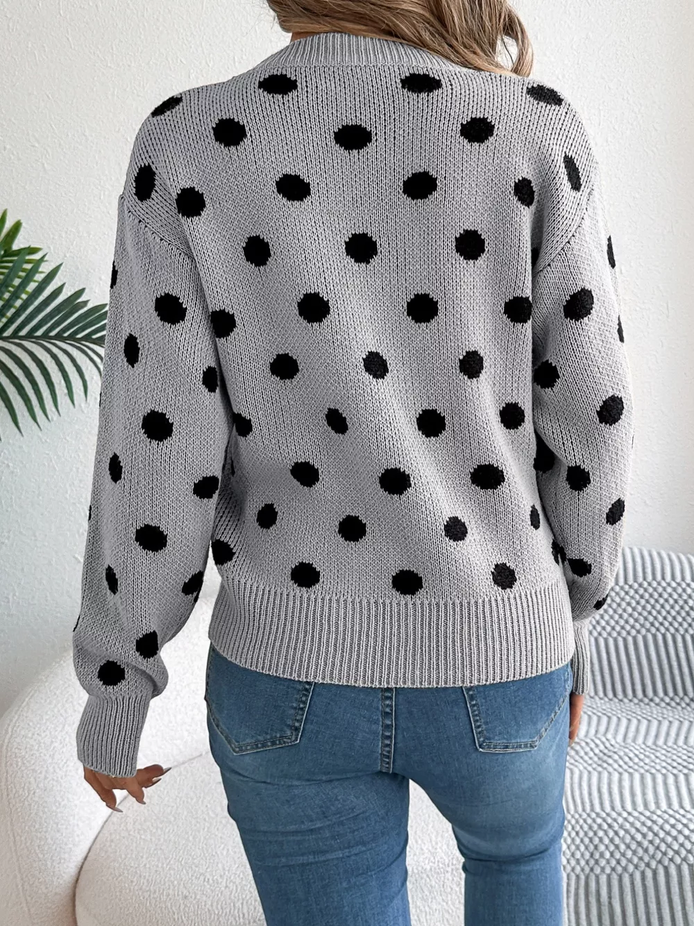 Polka Dot Round Neck Sweater, image 16