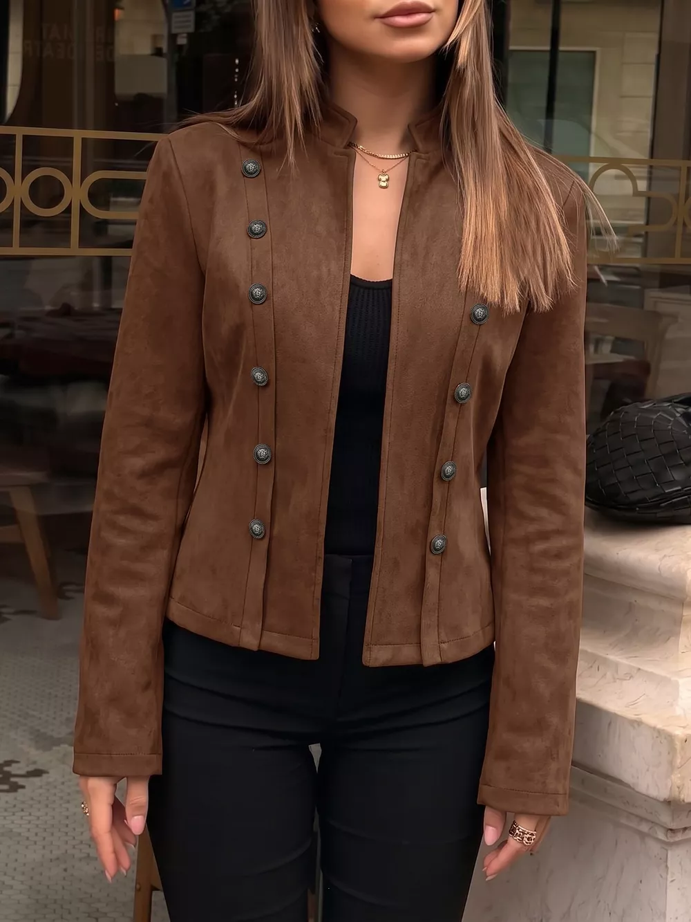 Vintage Stand Collar Cropped Jacket, image 2