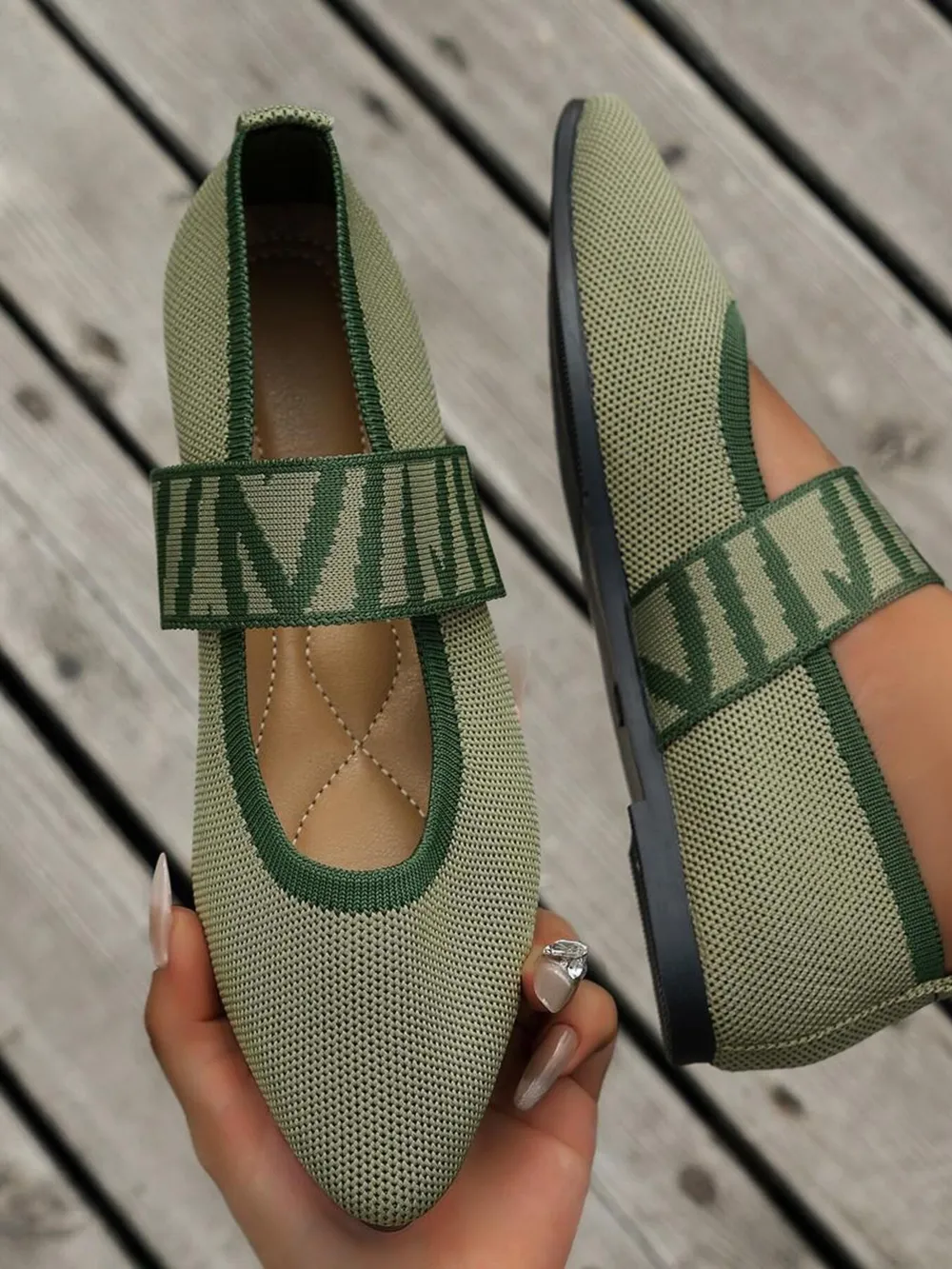 Point Toe Flats Mesh Gingham Strap Loafers, image 5