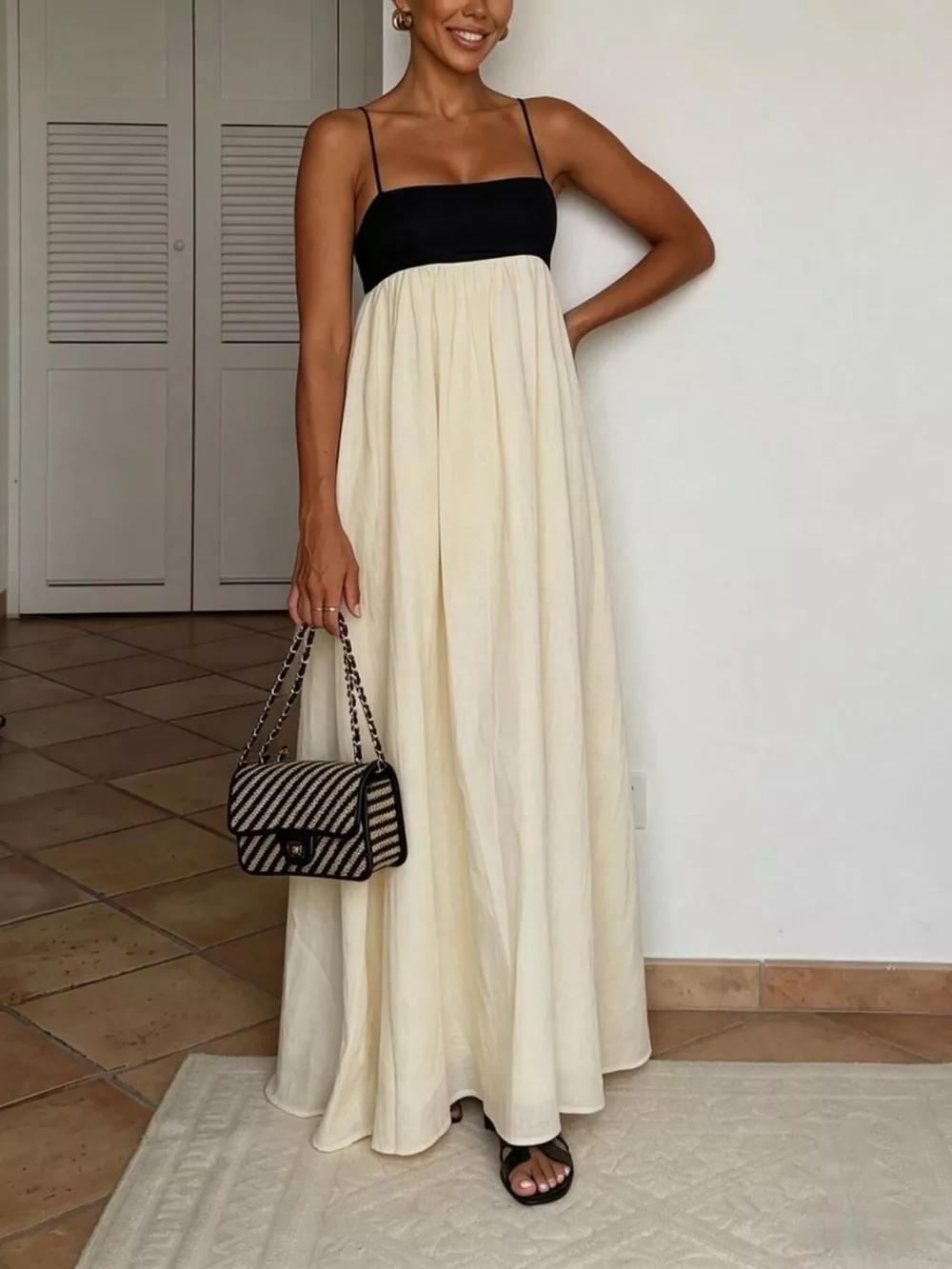 Sleeveless Two-Tone Maxi Dress, image 3