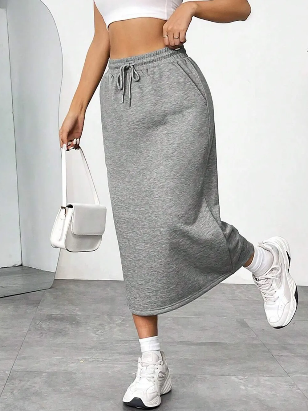 Slit Drawstring Midi Skirt, image 9