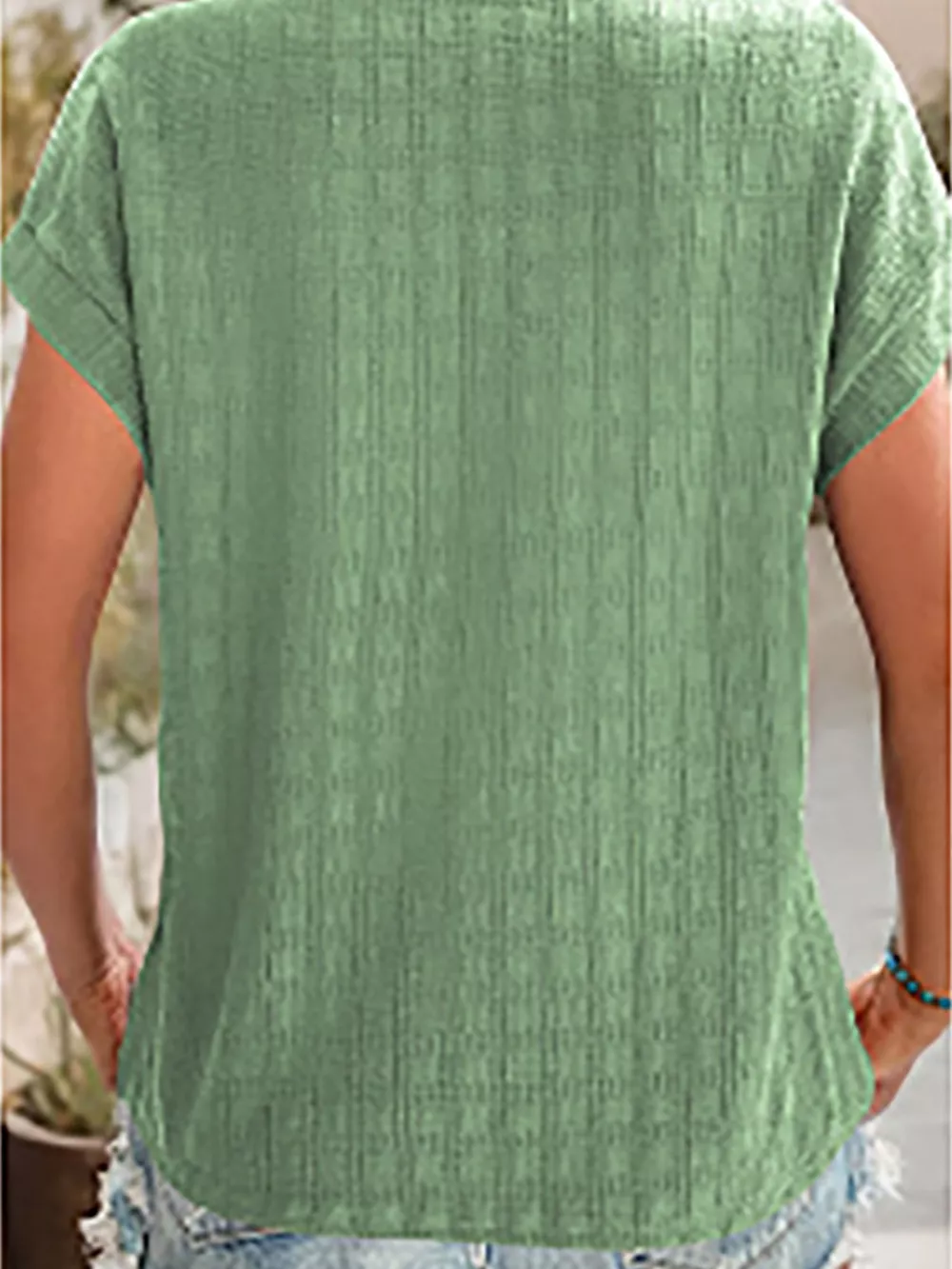 Textured Round Neck Short Sleeve Top, image 18