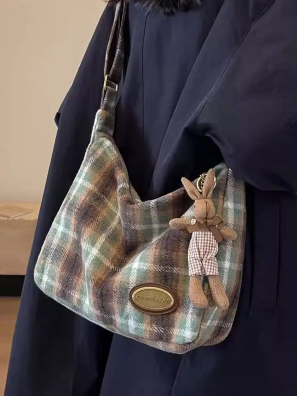 Plaid Pattern Shoulder Crossbody Bag, image 5