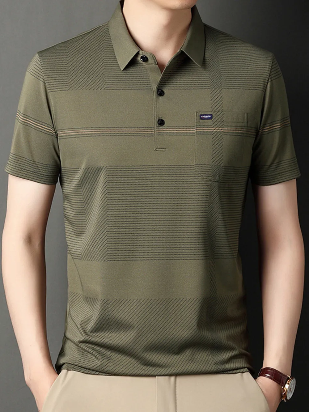 Men's Plus Size Breathable Short Sleeve Polo, image 3