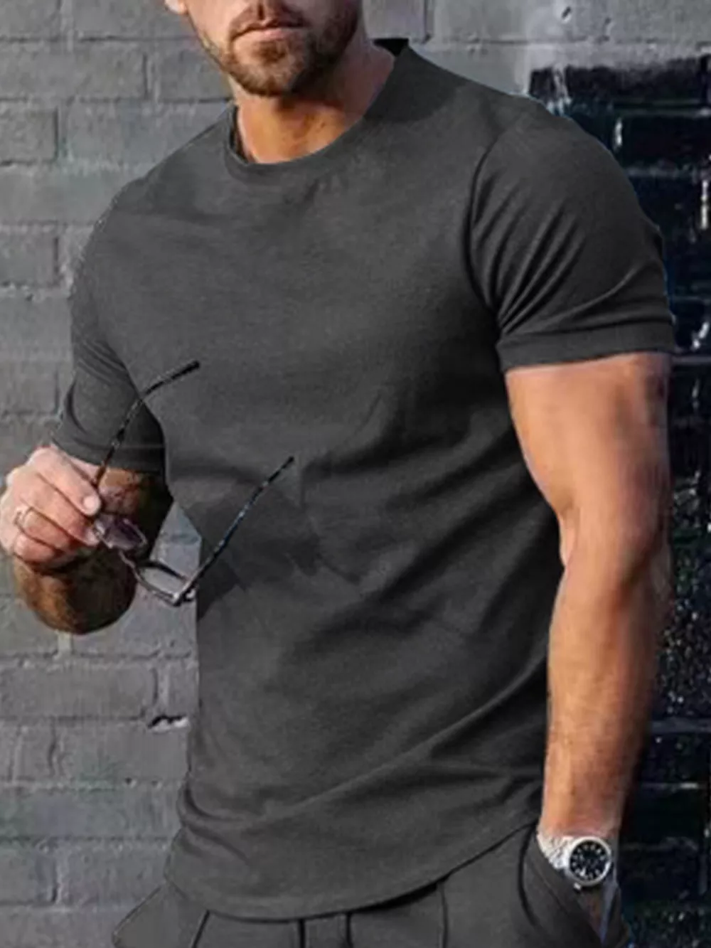 Men's Plus Size Solid Color Casual T-Shirt, image 4