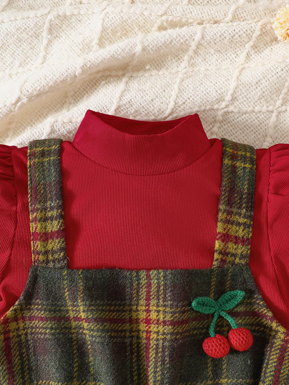 Children's Long Sleeve Top and Plaid Dress Set, image 4