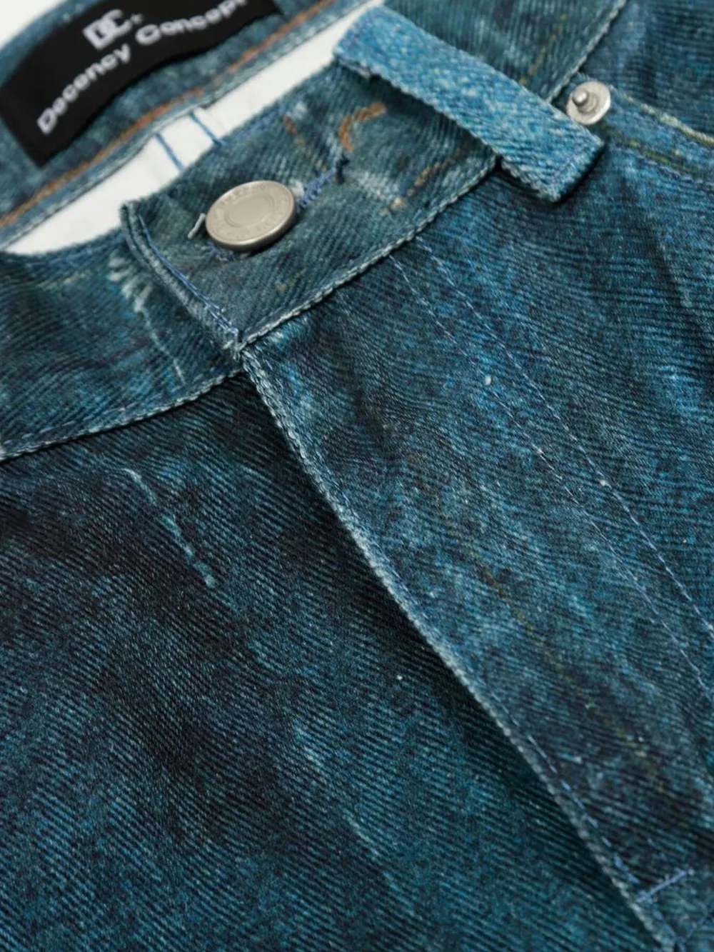 Men's Washed Patchwork Wide Leg Curved Jeans, image 10