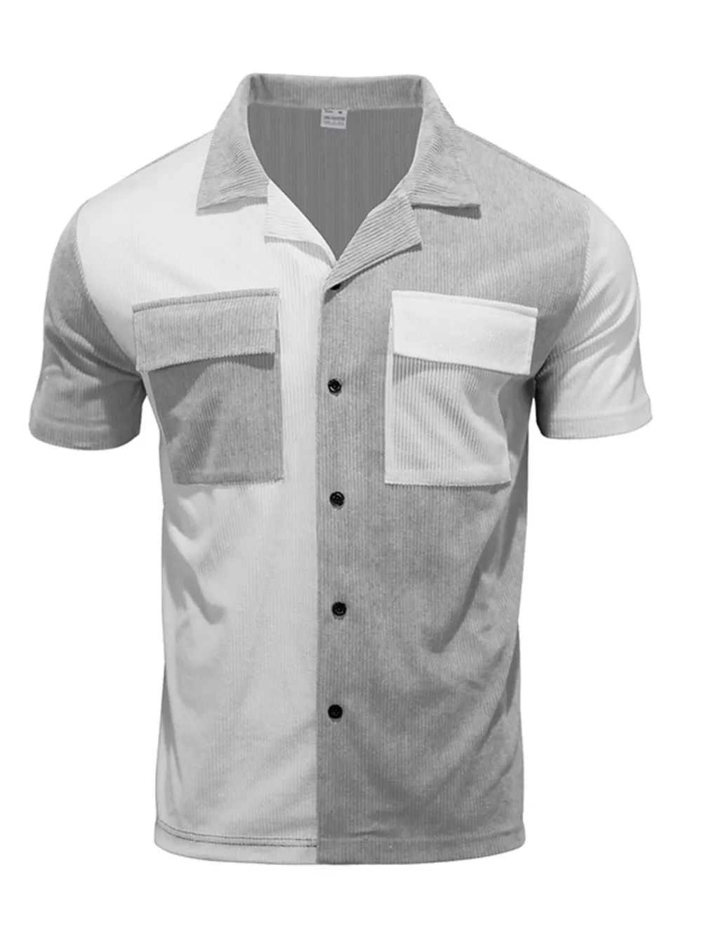 Men's Full Size Two-Tone Textured Short Sleeve Shirt Plus Size, image 7