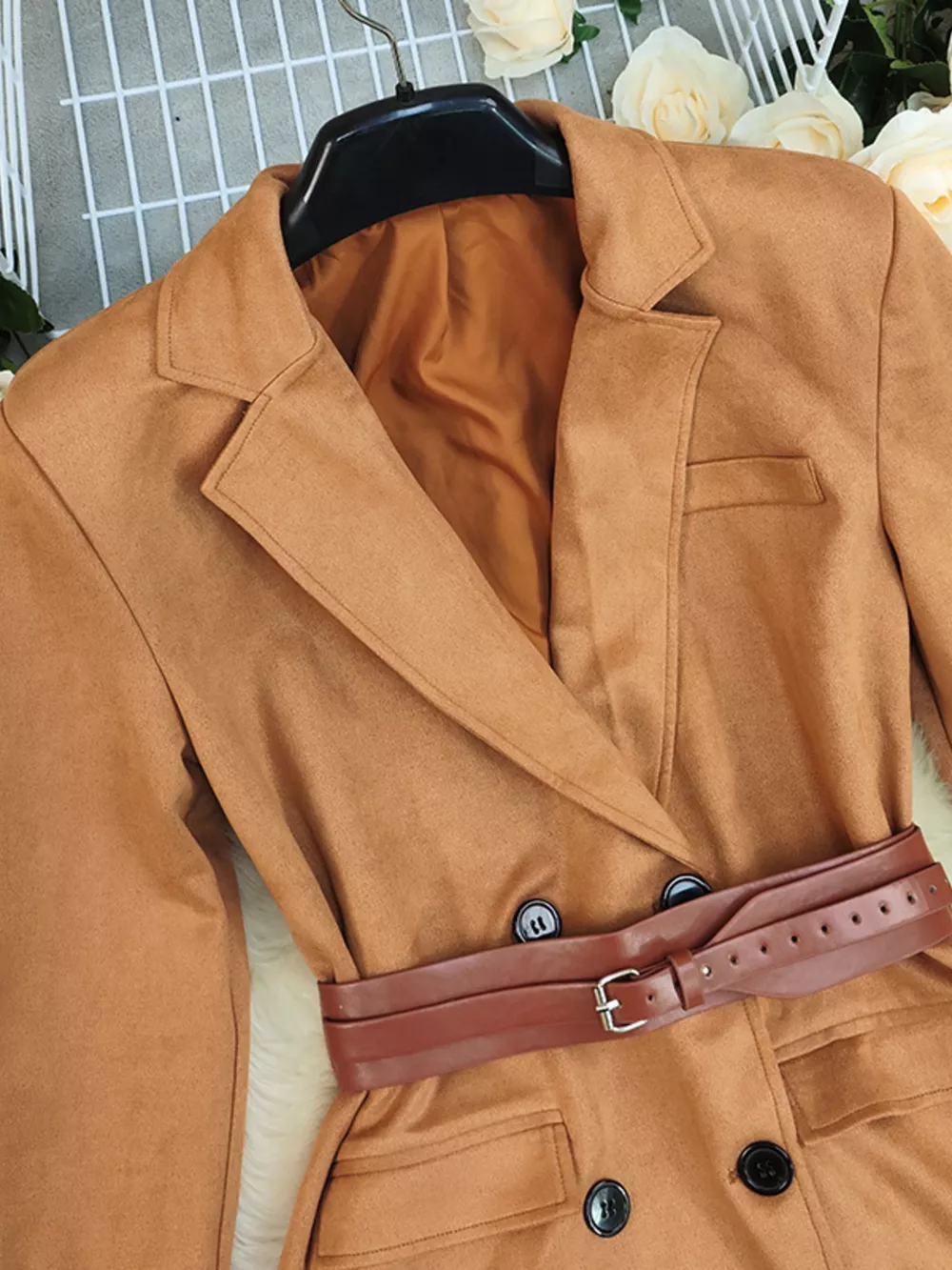 Double-Breasted Lapel Collar Blazer, image 4