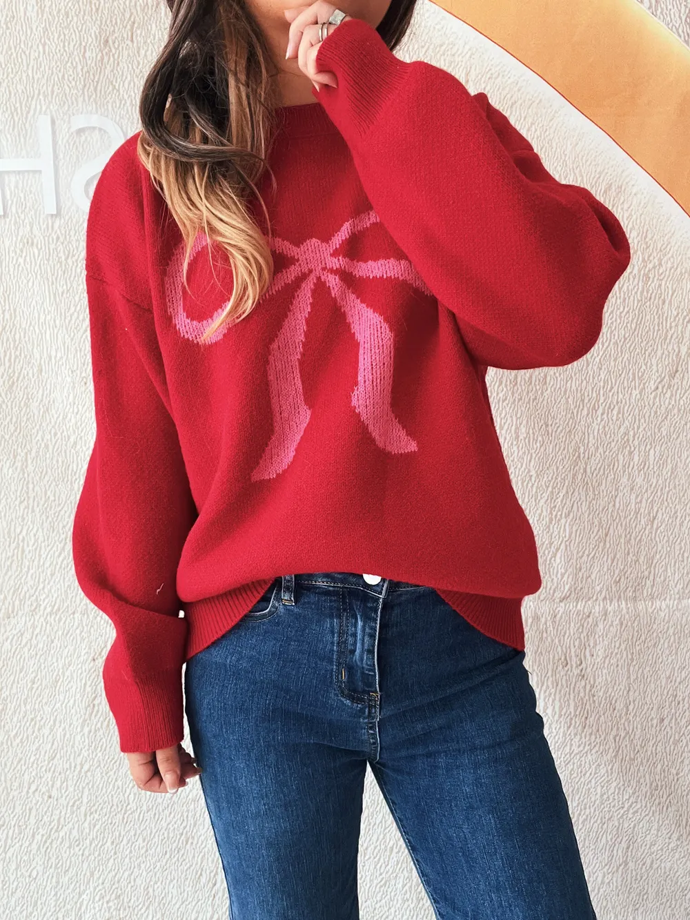 Bow Pattern Casual Long Sleeve Sweater, image 28