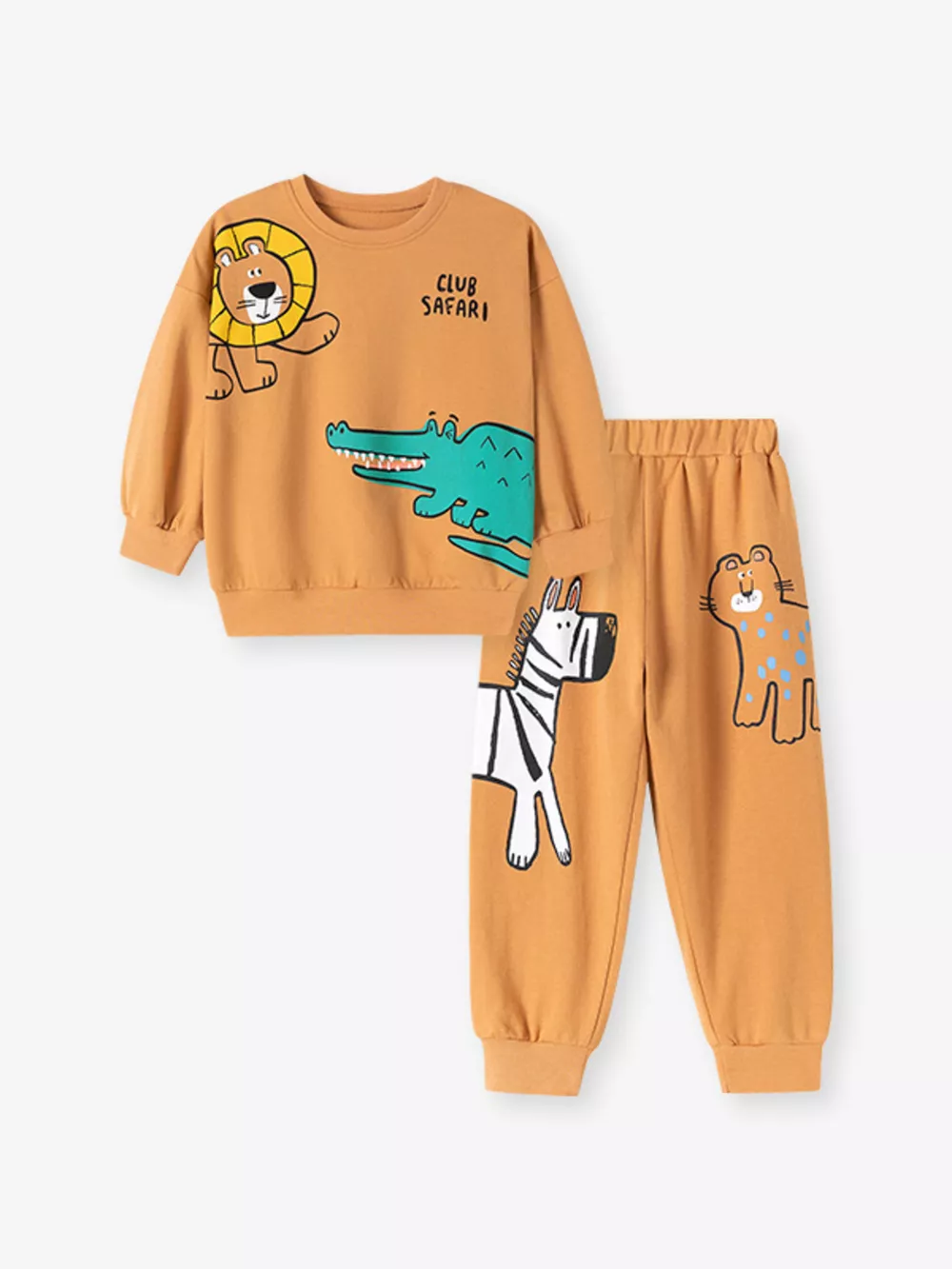 Children's Animal Round Neck Sweatshirt and Pants Set, image 4