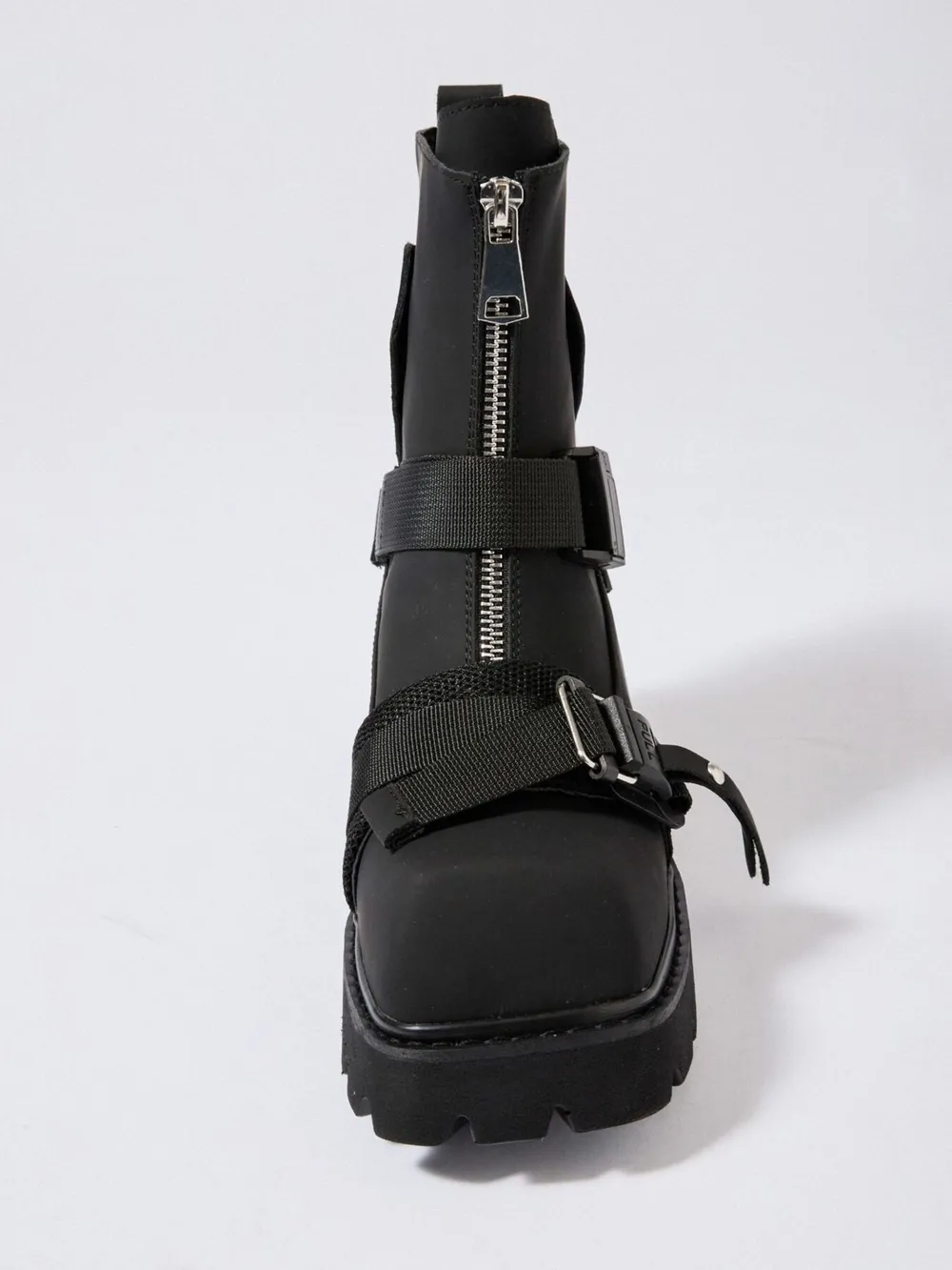 Chunky Platform Boots with Buckle Straps and Front Zip, image 4