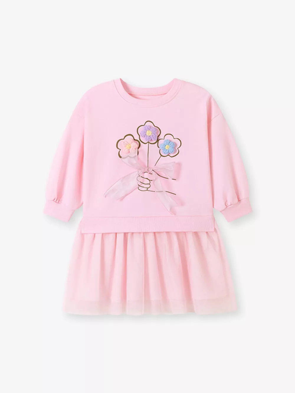 Children's Flower Applique Tulle Dress, image 2