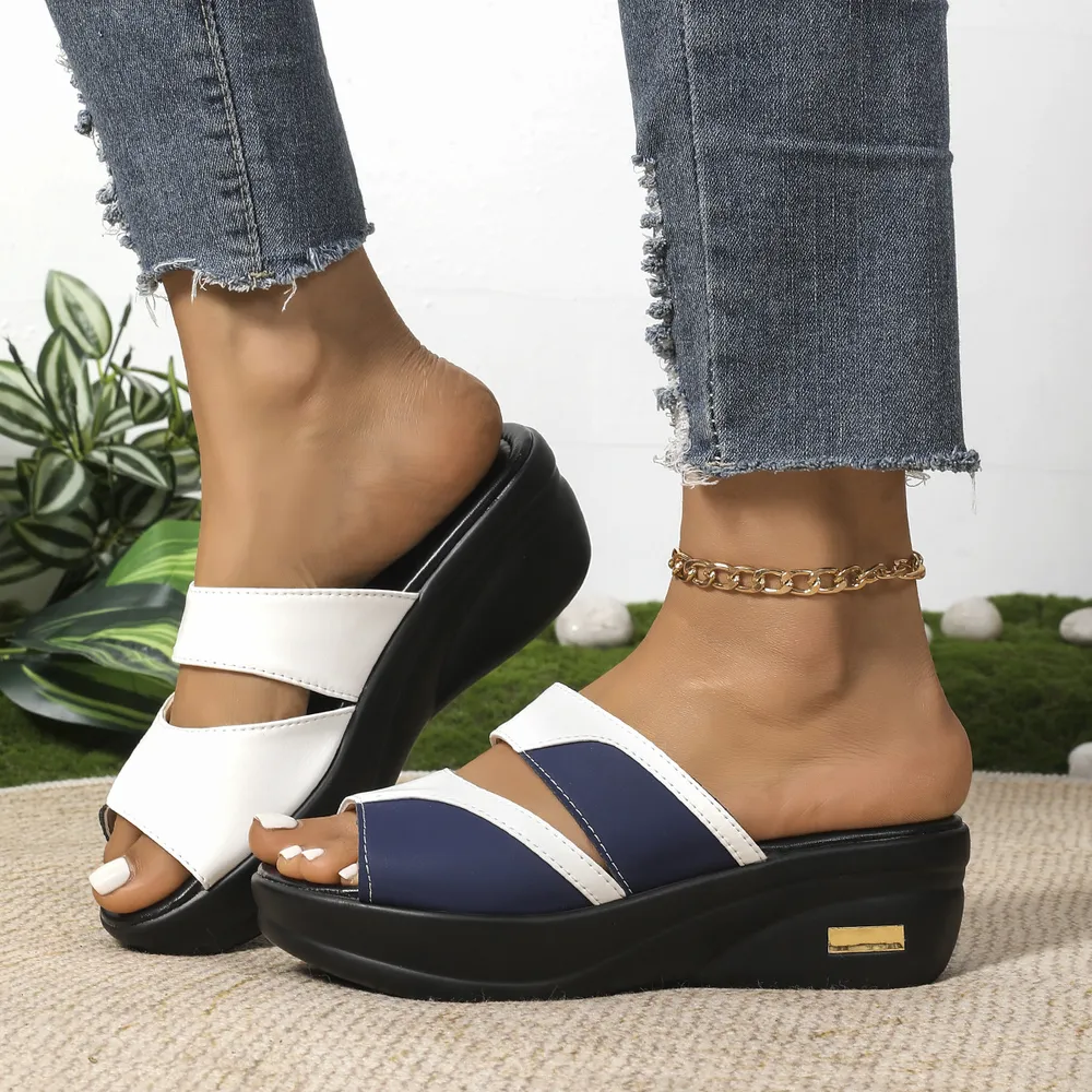 Contrast Open Toe Wedge Sandals, image 7
