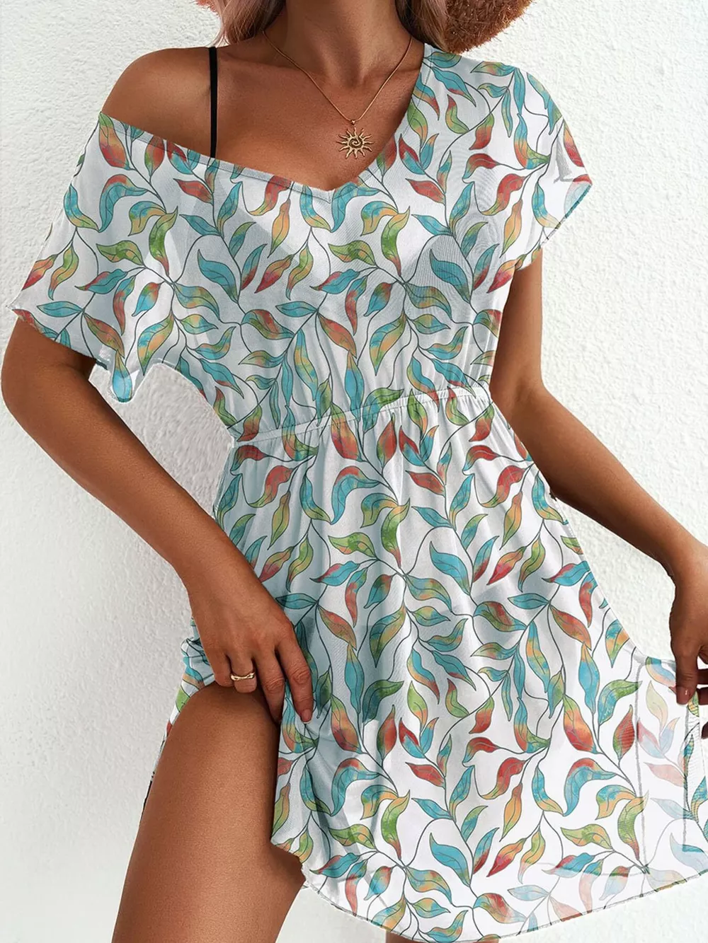 Printed Short Sleeve Mini Dress, image 2