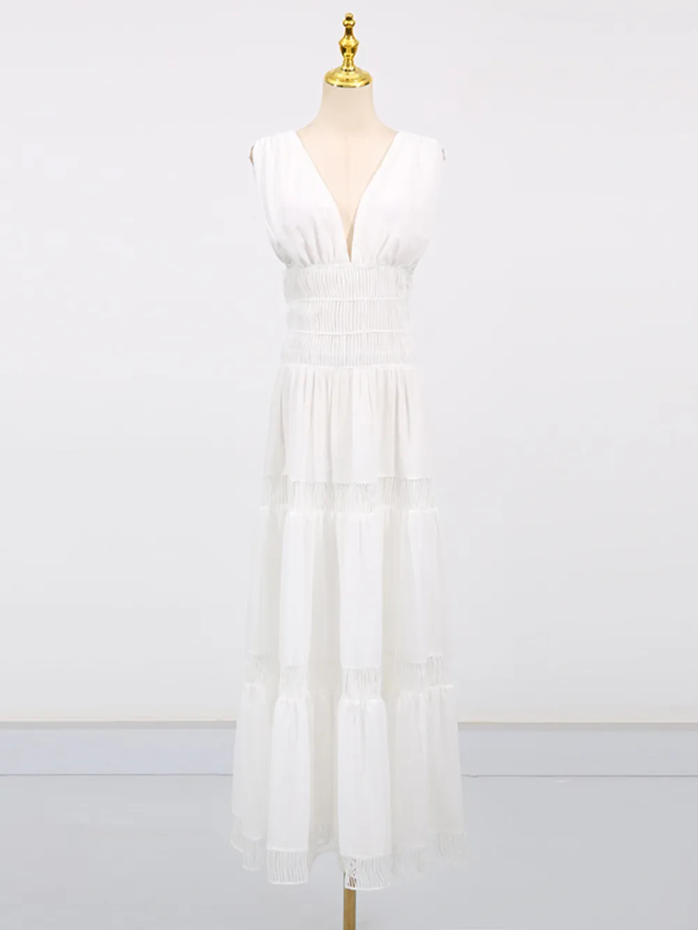 Tiered V-Neck Sleeveless Maxi Dress, image 6