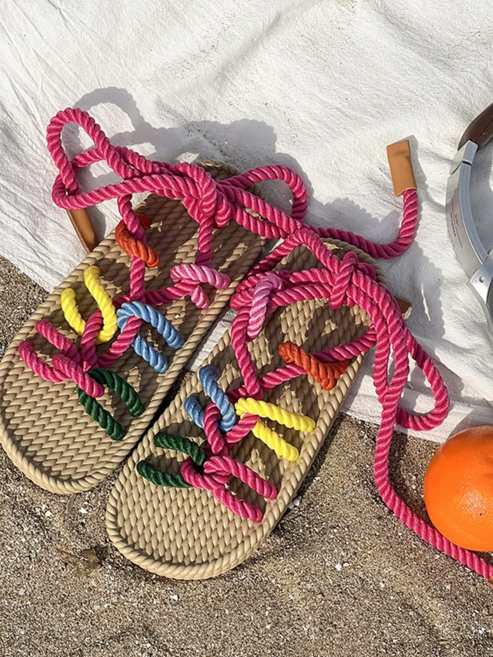 Colorful Rope Woven Sandals, image 7
