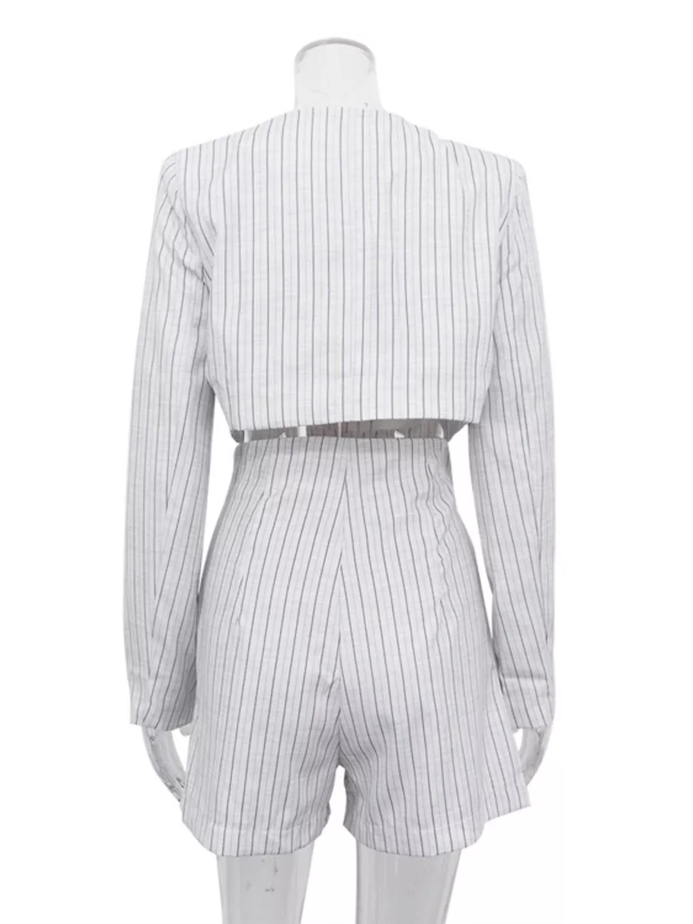 Pinstripe Cropped Blazer and Pleated Shorts Set, image 7