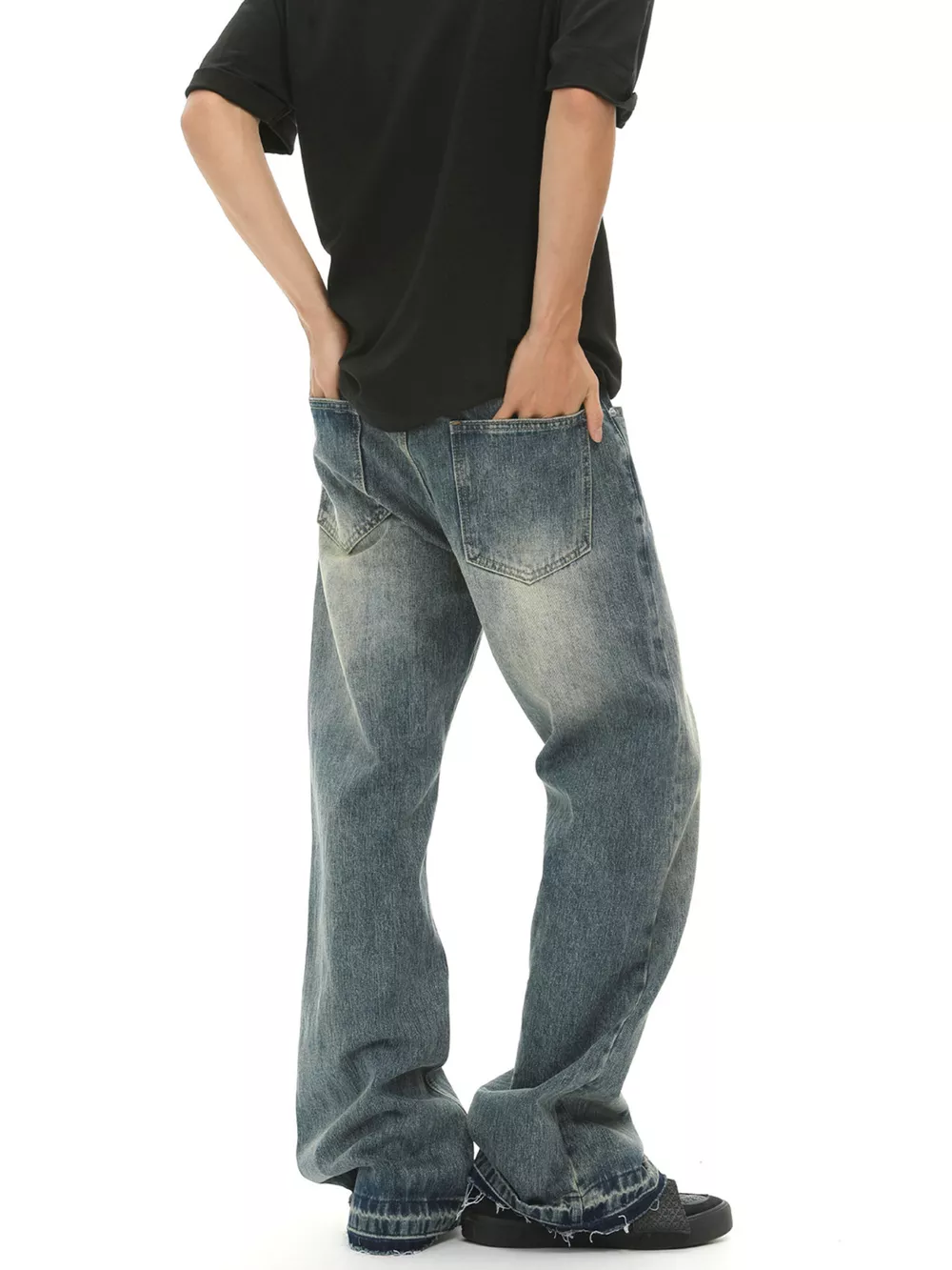 Men's Loose Fit Vintage Wash Jeans, image 3