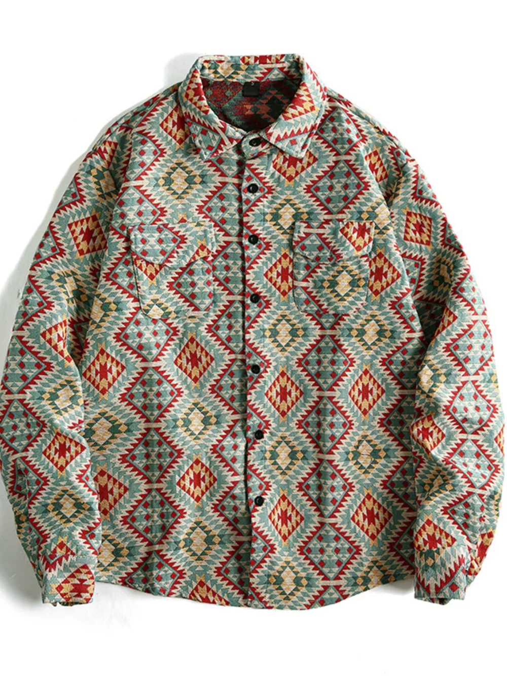Men's Geometric Button Up Shacket, image 3