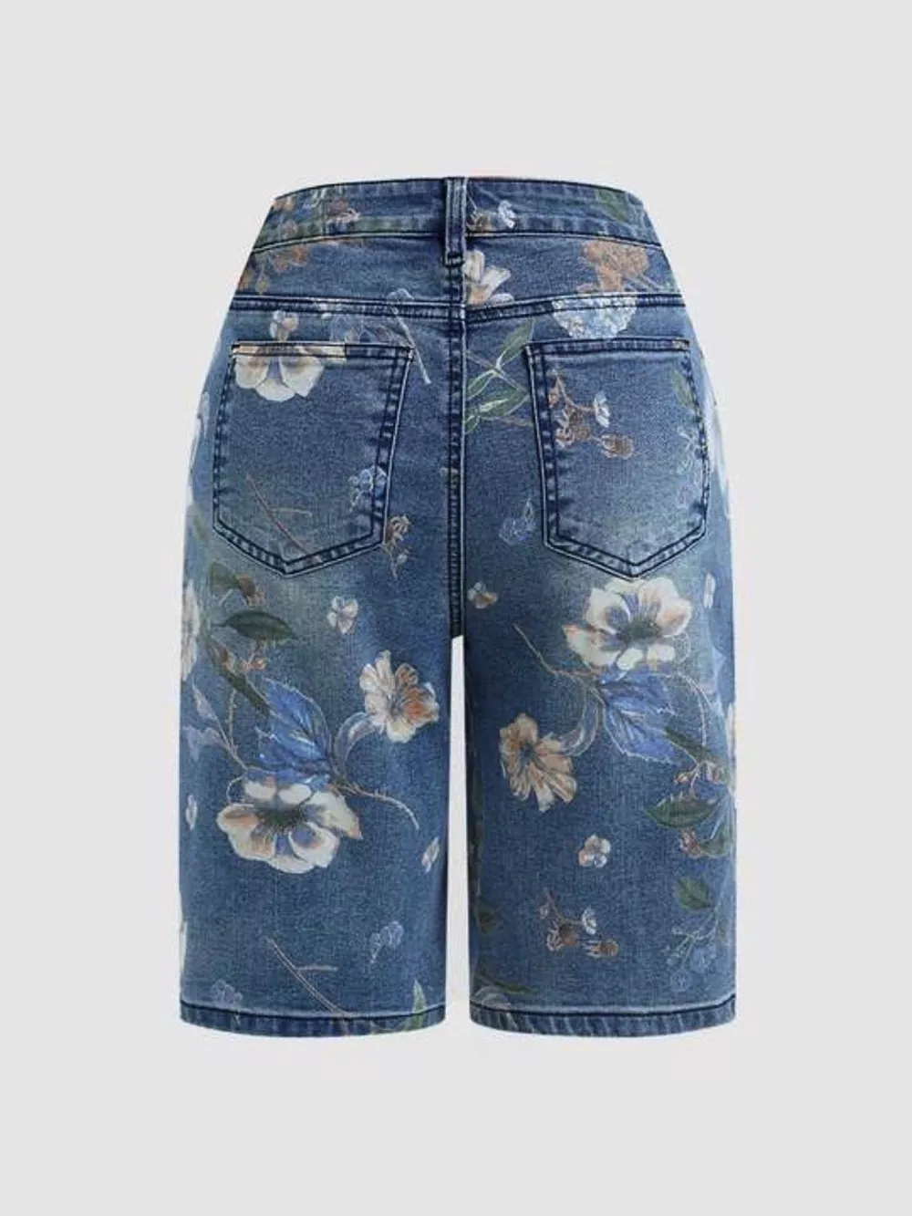 Floral Print Denim Shorts, image 5