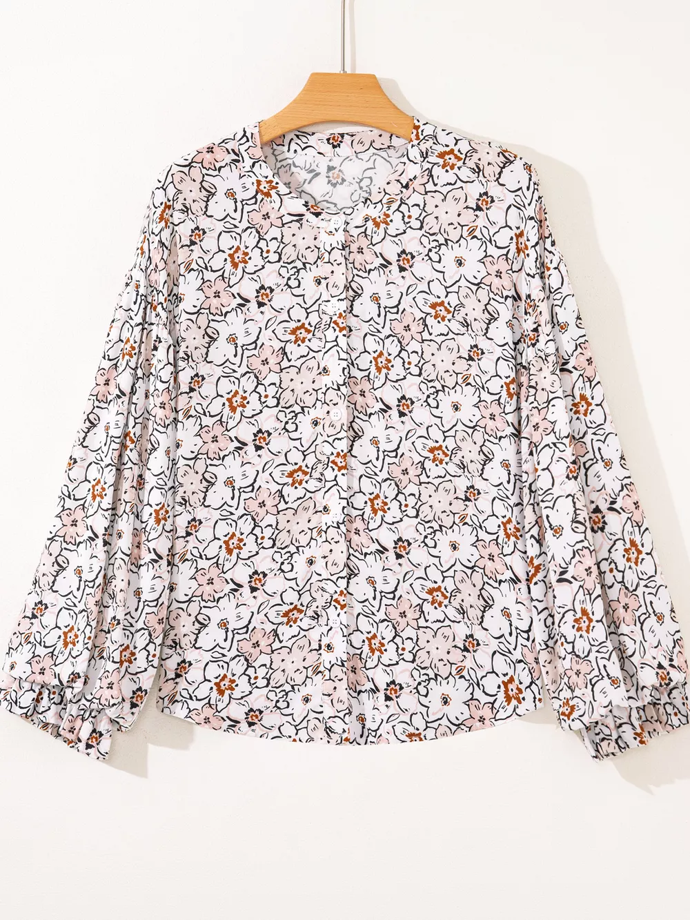 Floral Print Frilled Puff Sleeve Button Down Shirt, image 10