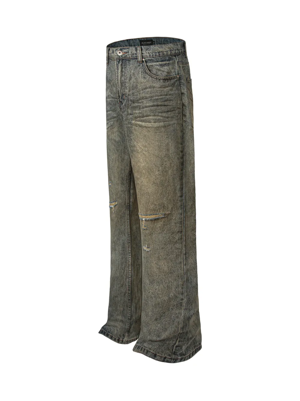 Men's Distressed Straight Vintage Wash Jeans, image 2