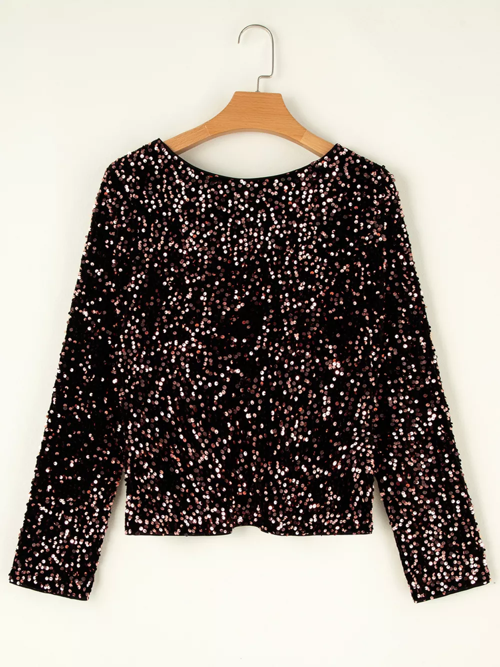 Sequin Long Sleeve Cutout Back Top, image 11