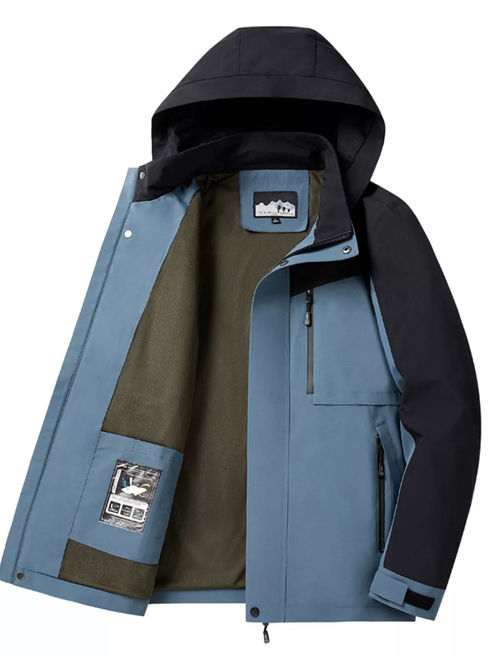 Men's Plus Size Two-Tone Hooded Outdoor Jacket, image 3
