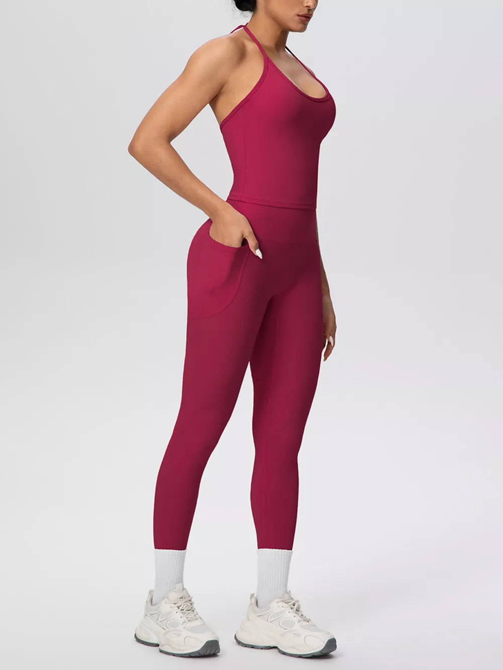 Halter Neck Cami and High-Waisted Leggings Active Set, image 25