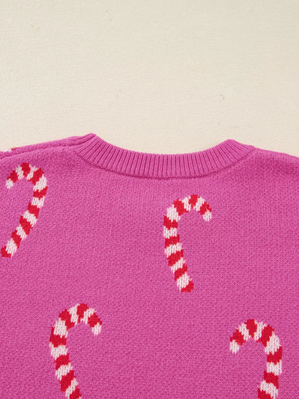Christmas Candy Cane Holiday Drop Shoulder Sweater, image 8