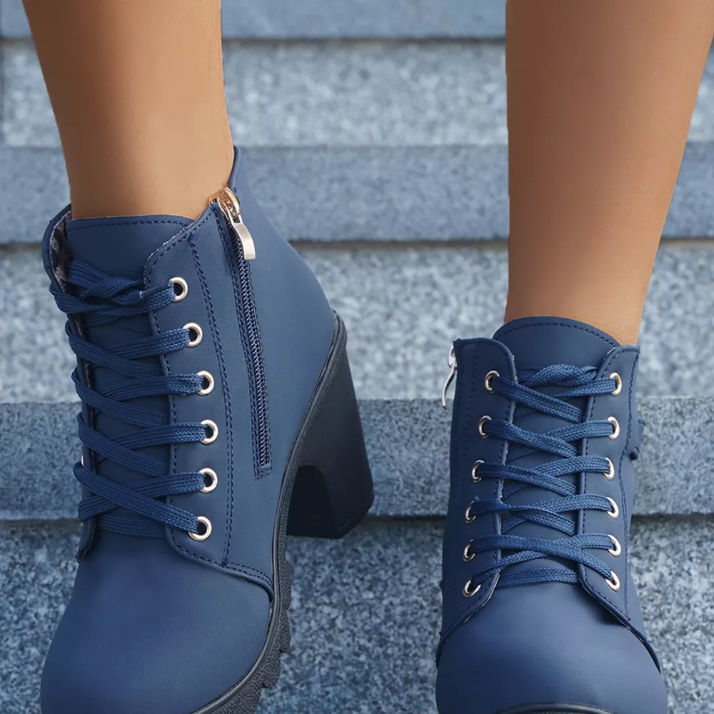 Lace Up Block Heels Boots, image 23