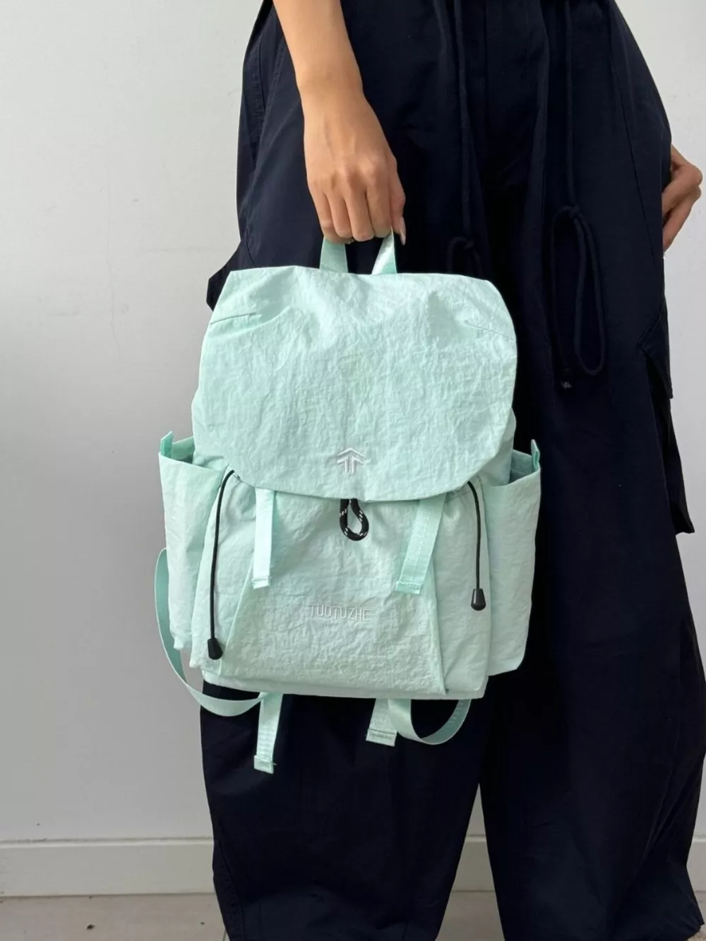 Lightweight Crinkled Backpack Bag, image 4