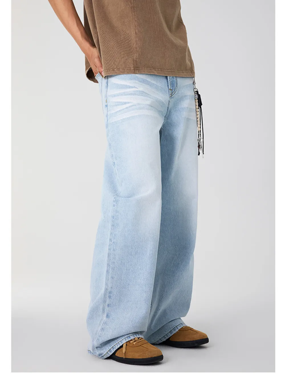 Men's Wash Wide Leg Jeans, image 5