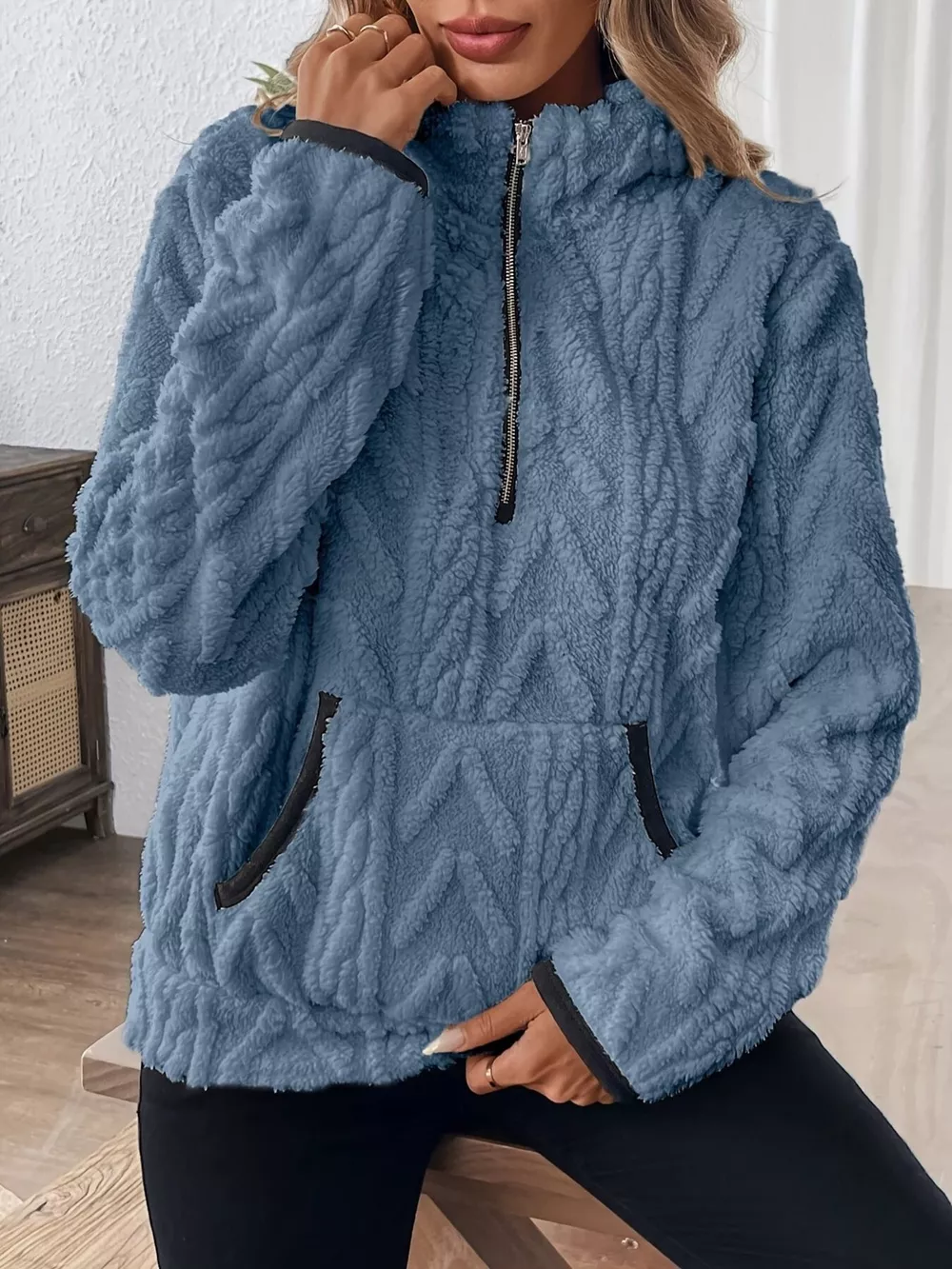Full Size Fleece Half Zip Sweatshirt Plus Size, image 17