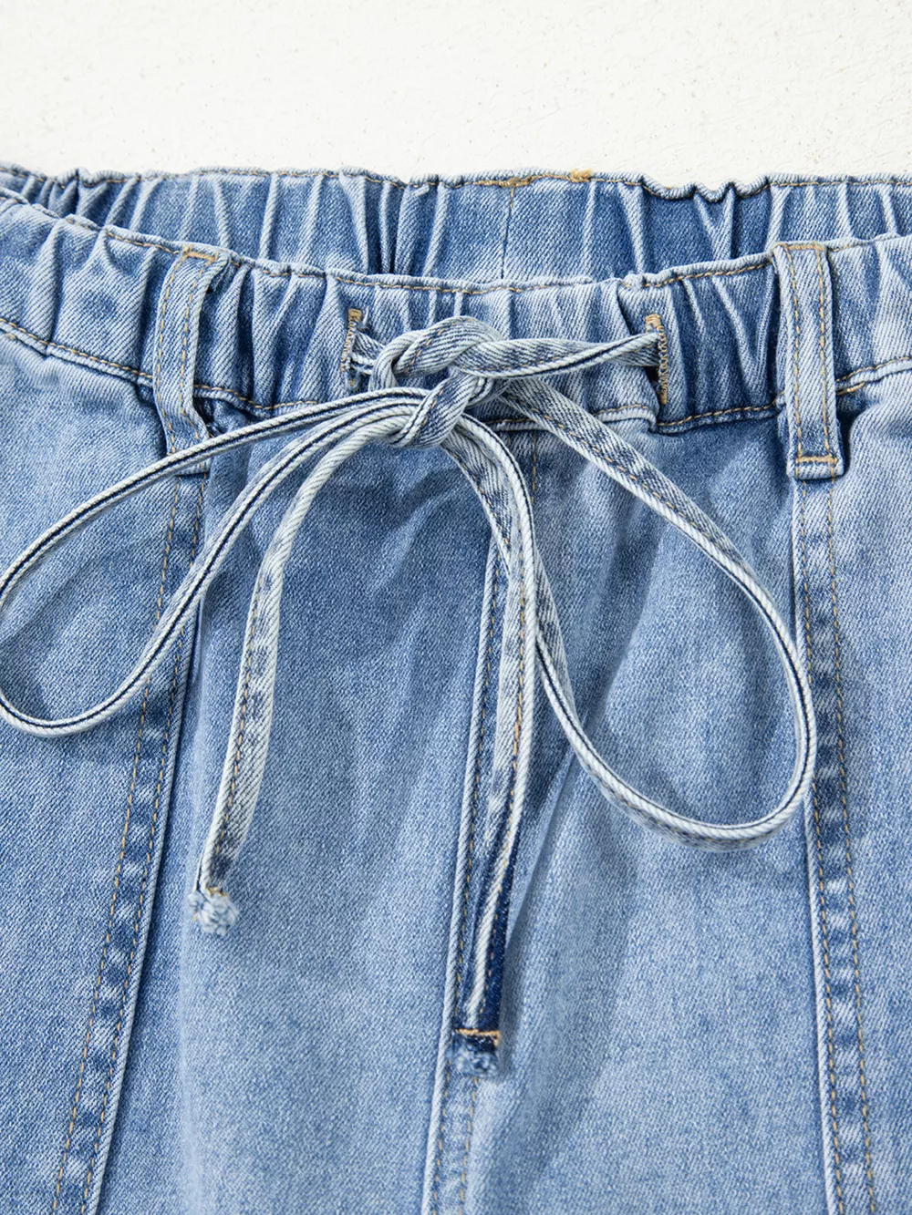 Wide Leg Drawstring Raw Hem Jeans, image 16