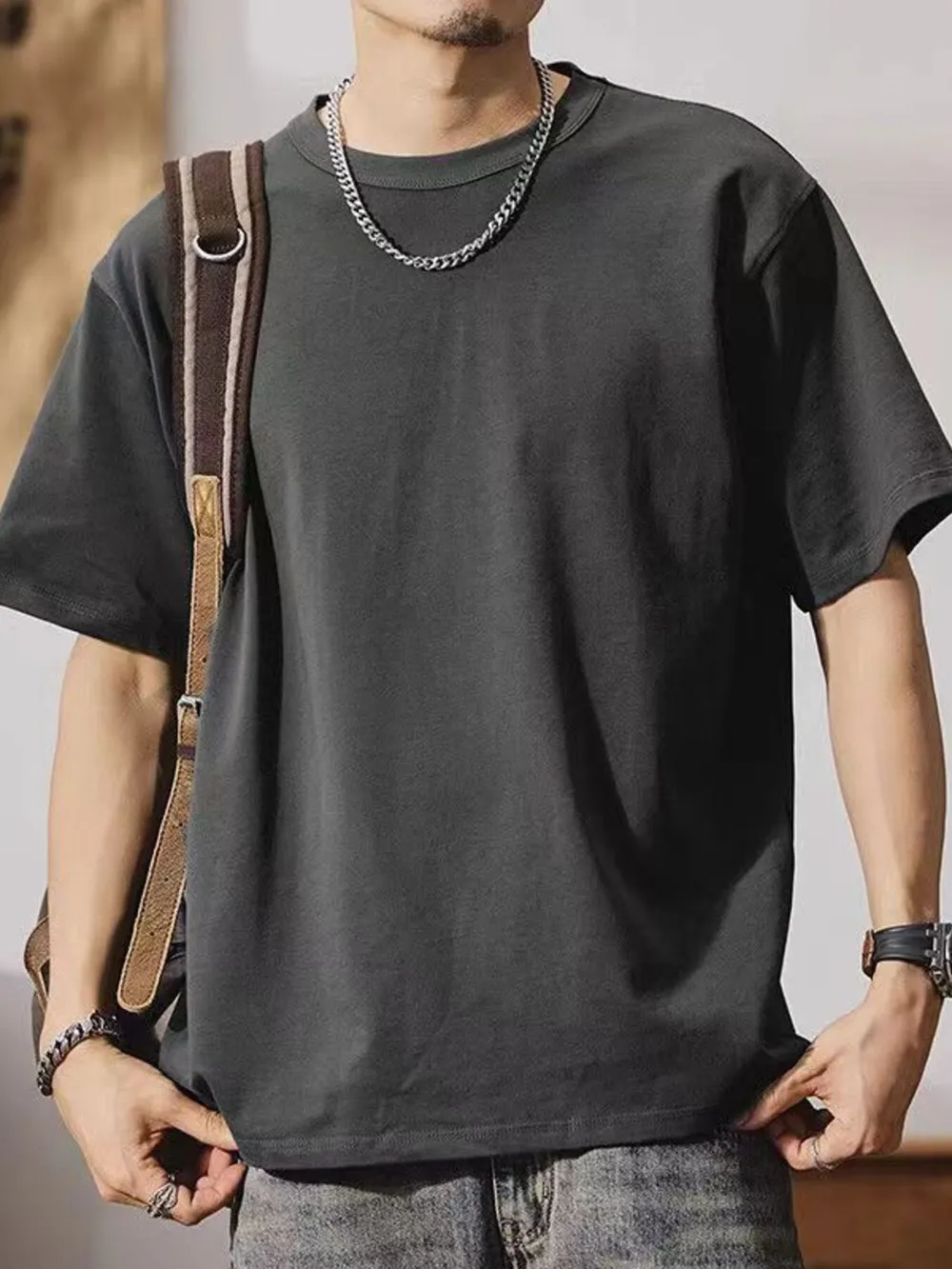 Men's Round Neck Short Sleeve T-Shirt, image 5