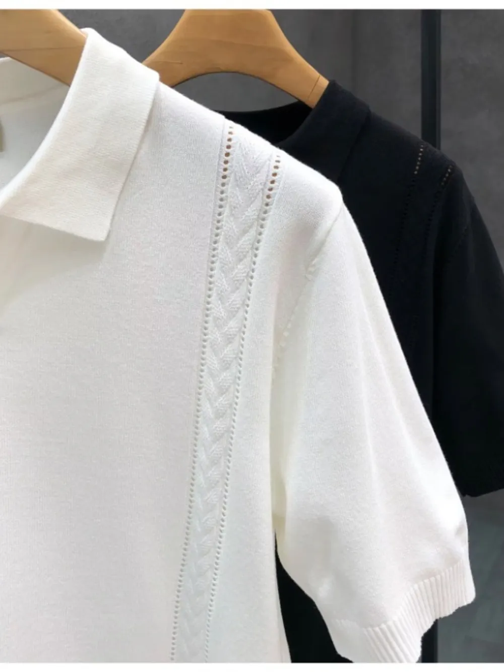 Men's Full Size Short Sleeve Ribbed Knit Polo Plus Size, image 6