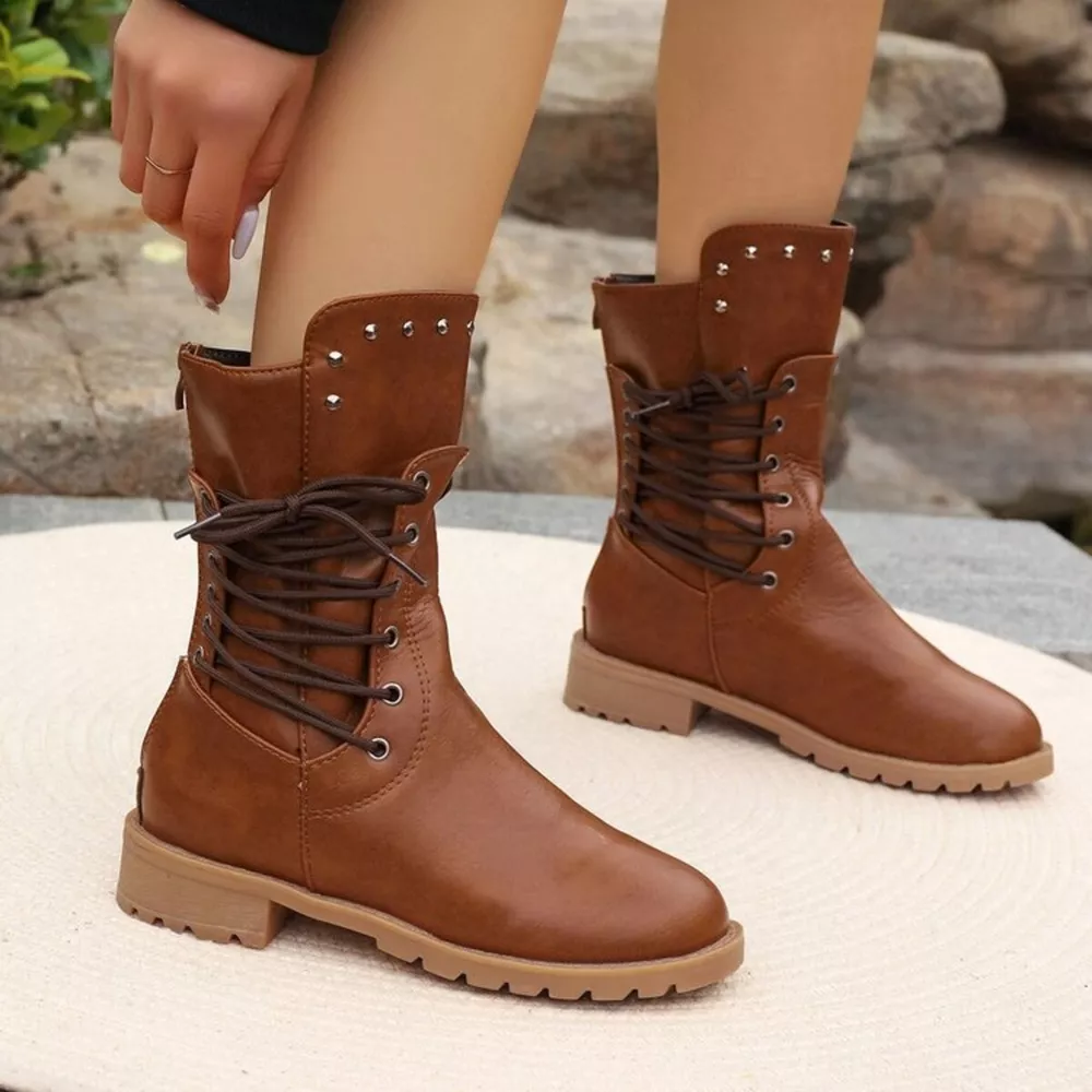 Studded Lace-Up Boots, image 11