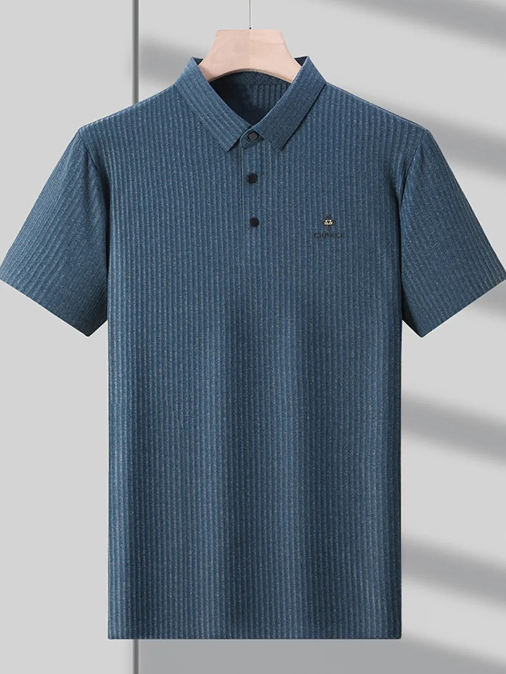 Men's Plus Size Ribbed Short Sleeve Polo Shirt, image 5