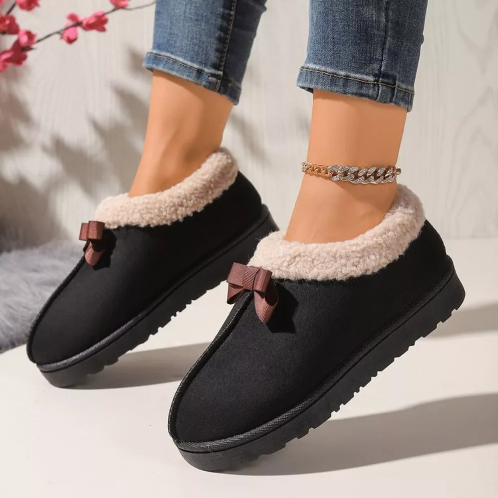 Cozy Bowknot Plush Lined Slip-Ons, image 3