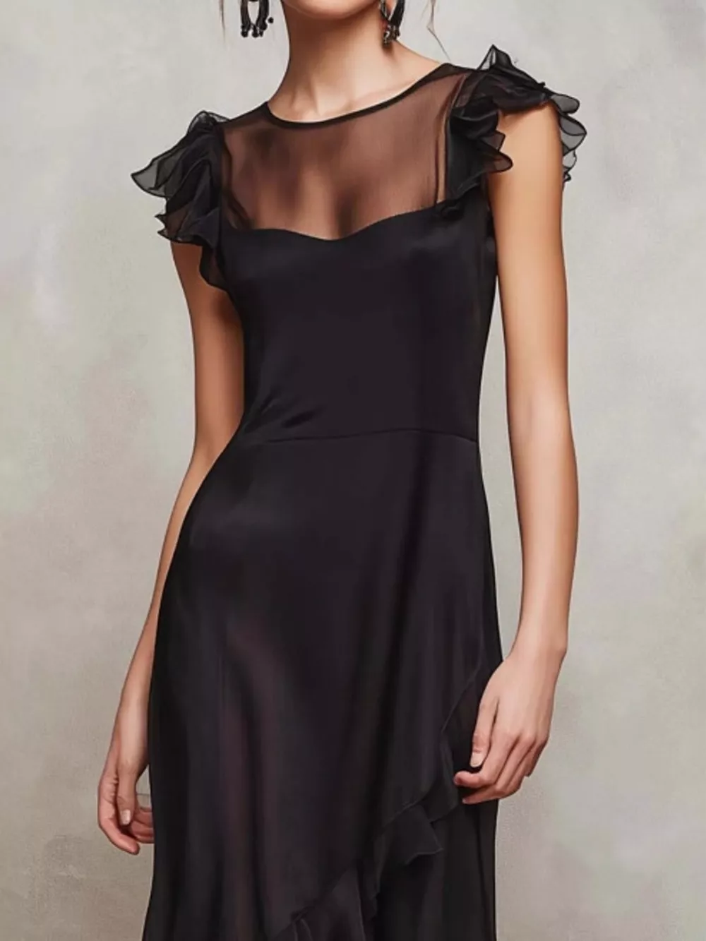 Sheer Ruffle Trim Maxi Dress, image 2