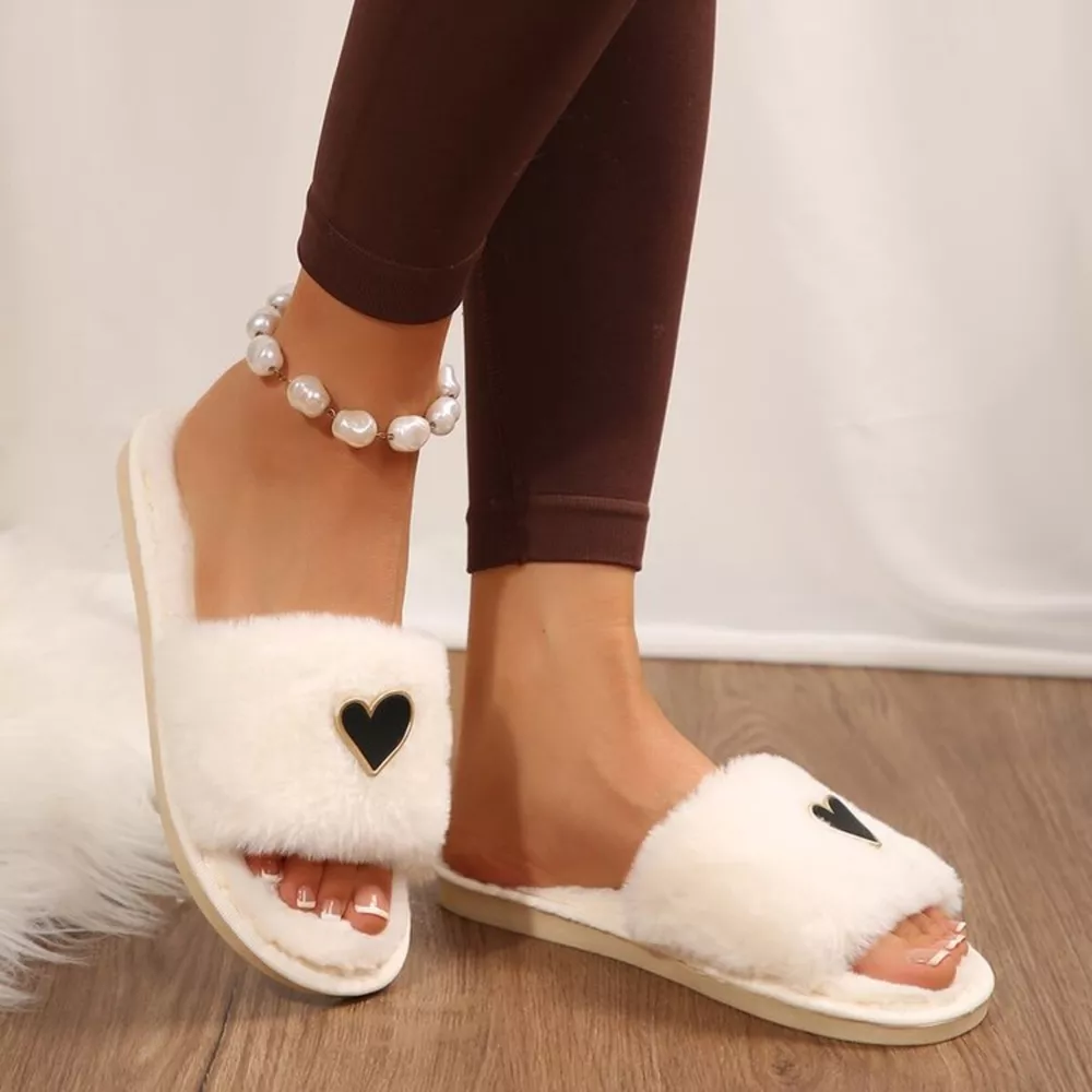 Heart Open Toe Flats Slippers, image 8