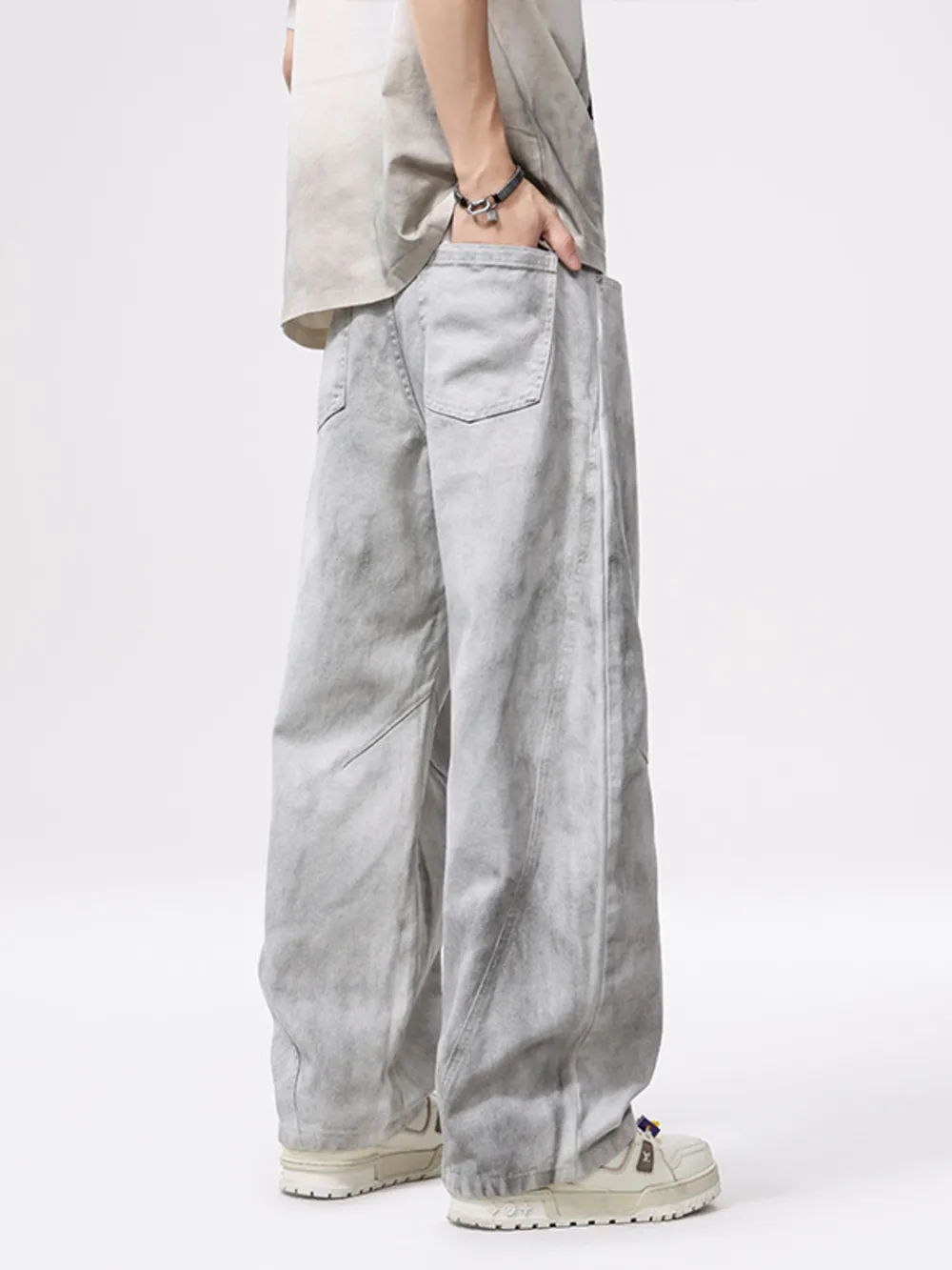 Men's Vintage Wash Wide Leg Jeans, image 3